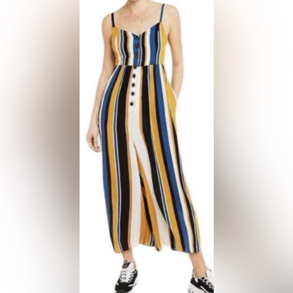 Urban Outfitters Tootsie Button-Down Cropped Jumpsuit - Picture 3 of 11